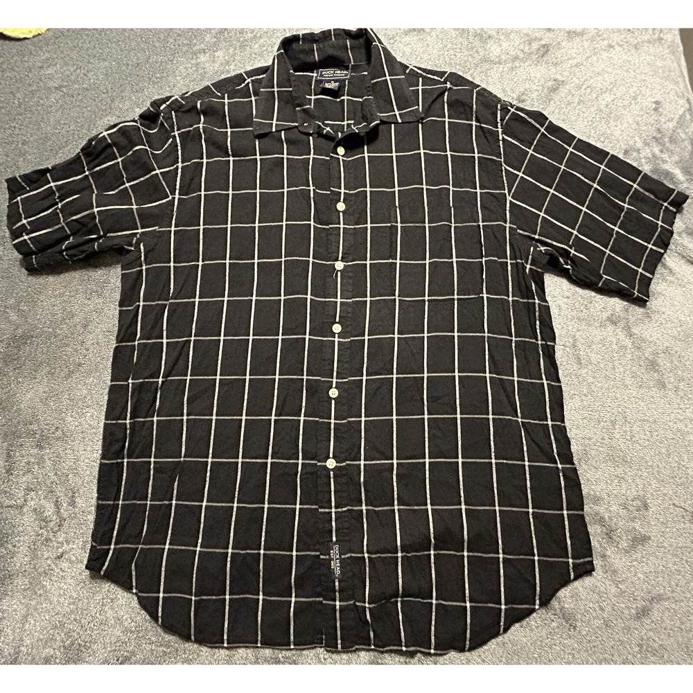 Duck Head Shirt Men's Medium Blue Button Black XL Short Sleeve Casual Workwear